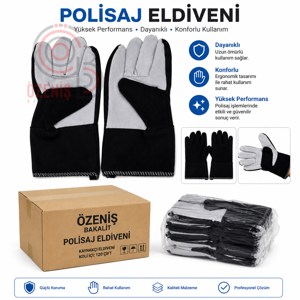 Polisaj Eldiveni 120 Çift Kalın Deri